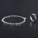 Rhinestone Crystal Necklace Earrings Bracelet Ring Wedding Bridal Jewelry Set^^