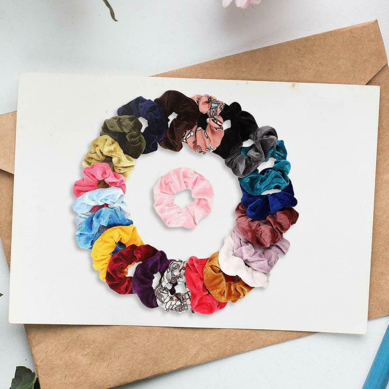 22pcs Velvet Scrunchies Women Elastic Hairband Hair Rings Ponytail Holder A