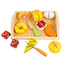 Children Pretending Toys Wooden Cut Food Cut Bread Toys Boy Girl Play House S2M2