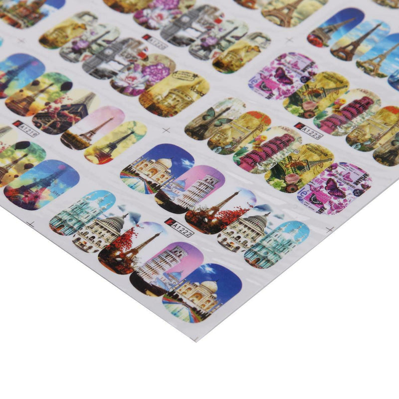 12Patterns Water Decals Nail Art Transfer Stickers Big Sheet Manicure Decor