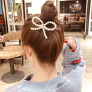Korean Girls Pearls Bowknot Fringe Barrette Women Bang Ponytail Hair Clips