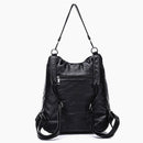 New Washed Leather Backpack Female Korean Version Of the Color Embroidery C