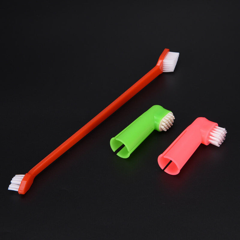 3Pcs/set Pet Finger Toothbrush Dog Breath Double Head Teeth Care Cat Cleaning  Z