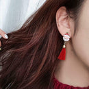 Christmas Earrings Santa Claus Tassel Long Dangles Ear Jewelry (Style 1) A