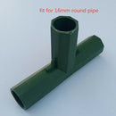 2pcs Green Plastic 16mm Greenhouse Pipe Fittings PVC Building Fittings 3T