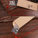 Pack of 4 Classical Hollow Out Flower Style Metal Bookmark with Red Knottin