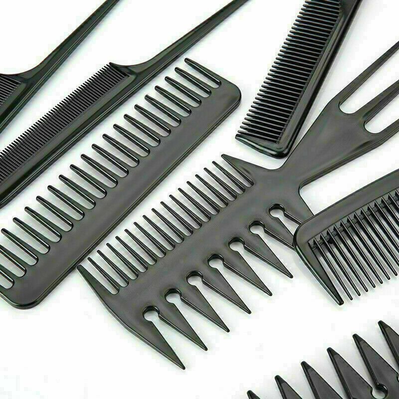 10 Piece Comb Set Hair Styling Professional Black Brush U5E1 U8Q6 X6Z8 Barb S7C9