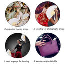 8Pcs Folding Fan White Silk Bamboo Handheld Folded Fan Bridal Dancing Props