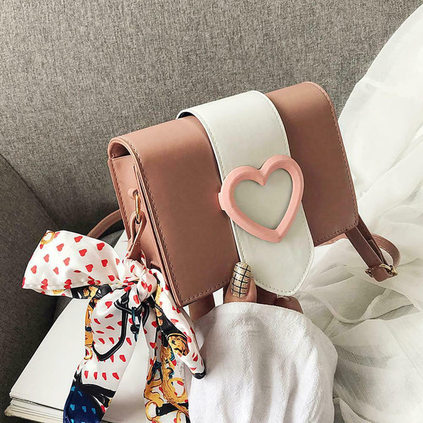 Fashion Hit Color Women Crossbody Bag Scarf PU Leather Shoulder Bags (Pink)