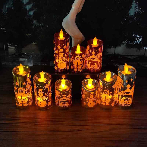1 Set 3 Pcs Christmas Candlestick Led Light Simulation Candle Wind Lights SmA5V8