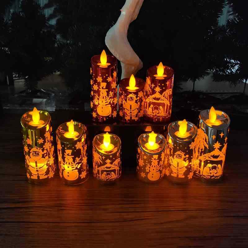 1 Set 3 Pcs Christmas Candlestick Led Light Simulation Candle Wind Lights SmA5V8