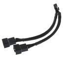 15cm 4pin Y-Splitter Computer PC Fan Power Cord 1 To 2 Black Sleeved
