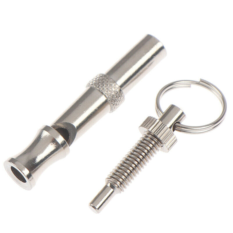 2 PCS SET  Pet Dog Training Whistle Dog Supplies SilverJ Cy
