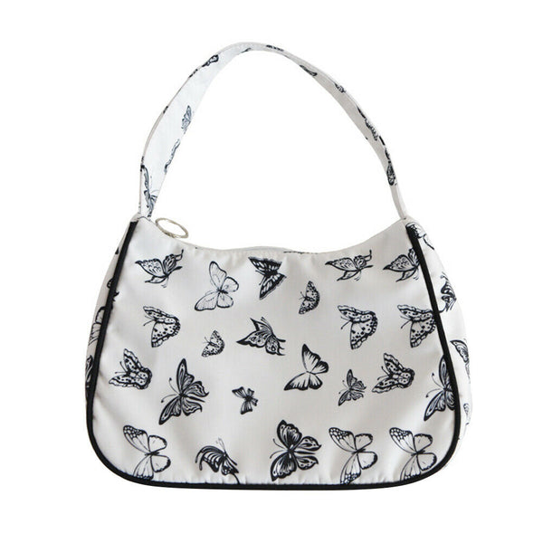 Stylish Butterfly Print Handbag Portable Travel Women Shoulder Bag Armpit Tote