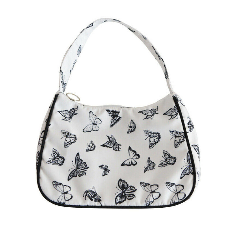 Stylish Butterfly Print Handbag Portable Travel Women Shoulder Bag Armpit Tote