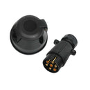 2Pcs  7-Pin Round Caravan Tow Bar Electrical Trailer Socket Plug Black Housing