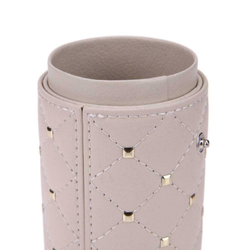 Leather Rhombus Rivet Makeup Storage Holder Cup w/Buckle for Makeup Brush SN9F