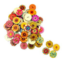 200pcs Wood Buttons 2 Holes Random Flowers Round Button Sewing Crafting