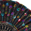 Rainbow color Christmas Dance Fan Peacock Pattern Folding Embroidered Gift fa 3C