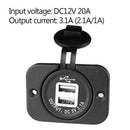 3.1A Dual USB Port Charger Socket Outlet 12V LED Waterproof for Motorcyc YYF