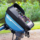 Bike Front Frame Touch Screen Waterproof Phone Bag Top Tube Pannier (Blue)