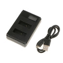 Camera Battery Charger Dual-slot w/ USB2.0 Cable for Gopro Hero 5/6 Black
