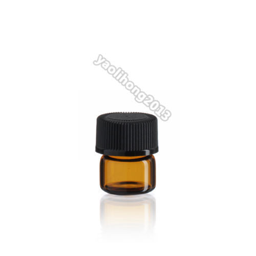 1 ml (1/4 Dram) Amber Glass Vial w/ Cap for essential oils, etc - 12 Pack