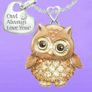Owl Necklace Always Love You Owl Design Rhinestones Crystal Pendant Lover's Gift