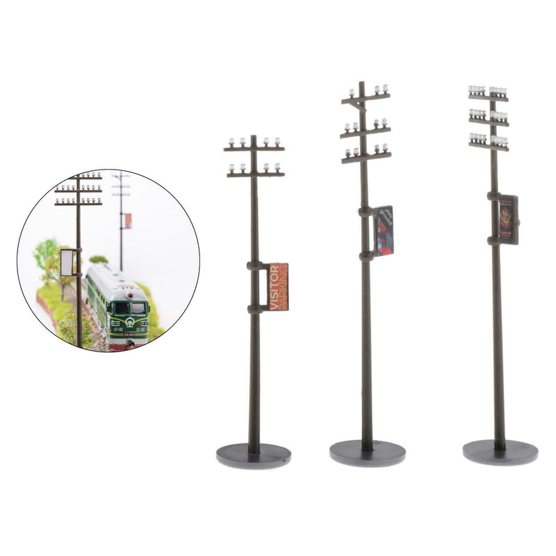 3pcs 1/87 Electric Line Poles Telephone Poles SCENERY Building Accessories