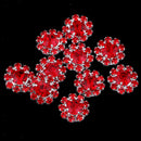 10X Clear Rhinestone Crystal Alloy Flower Embellishment Flat Back Button RED