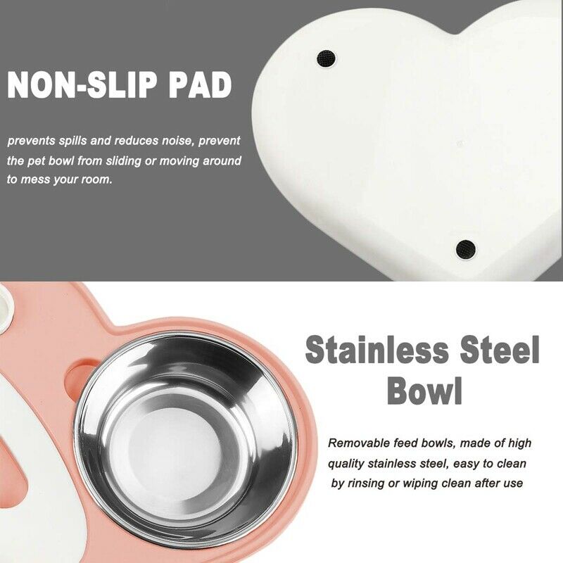 Dog Cat Water and Food Bowl Set, No-Spill Detachable Automatic Water Dispen P3C3