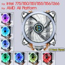 Cpu Cooler 4 Heatpipes 3Pin 120Mm Led Rgb Fan Silent For Lga 775/115X//1366