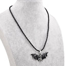 Mens Fashion Rope Enamel Pendant Halloween Vampire Bat Necklace Long Chain Black