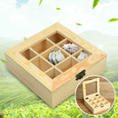9 Compartment Display Case Wooden Tea Coffee Display Case Organizer Storage Box