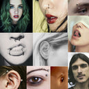 72Pcs Body Piercing Jewelry Tool Kits Needle Nipple Tongue Eyebrow Nose LipS Gw