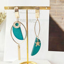 Fashion Women Long Asymmetric Earrings Drop Dangle Green Chain Earrings WO OGB