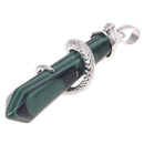 Malachite Necklace Pendant Dragon Hold Hexagonal Column 58x13mm Fashion C9Q5