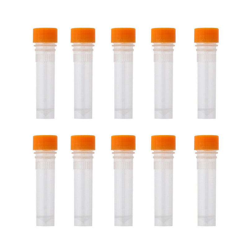 10pcs 1.5ml Cryovial Test Tube Sample Vial w/ Screw Cap