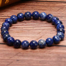 Natural 8mm Lapis Lazuli Beads Bracelets Unisex Elastic Bangle Jewelry Gif JR