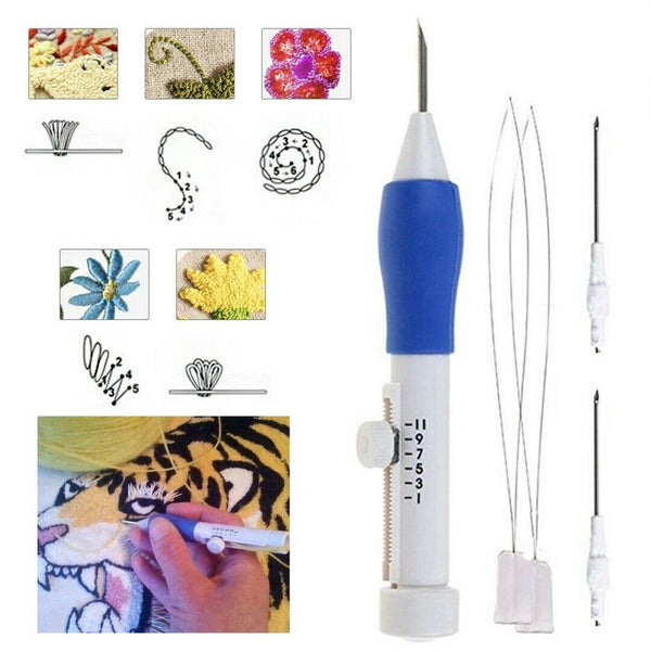 1 Set Embroidery Punch Needle Pen Threaders Tool Kit DIY Knitting Craft
