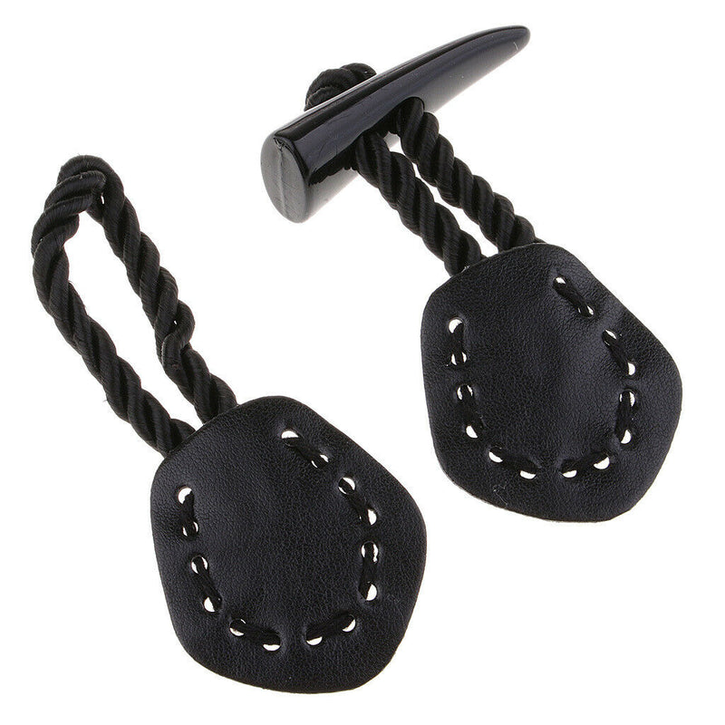 1 Set PU Leather Horn Toggle Buttons Coat Jackets Duffle Horn Toggle Closures