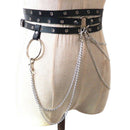 Punk Women Faux Leather Harness Garter Belt Strap Waistband Binding Chain BlacOZ