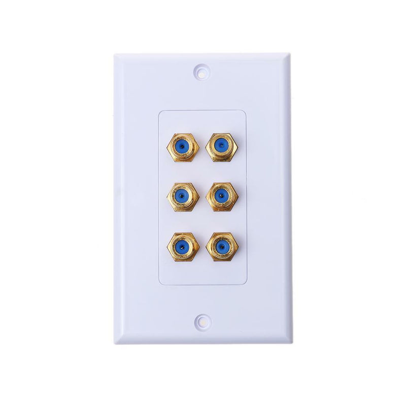 6 Speaker Post Banana Plug Audio Surround Wall Face Plate