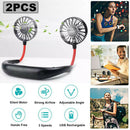 2x USB Neckband Dual Cooling Fan Flexible Outdoor Sports Running Mini Fan Black