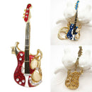 Fashion Guitar Metal Rhinestone Crystal Key Ring Chain Keychain Lover Gi HRM