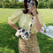 Women Cow Milk Crossbody Bag Leather Female Totes Shoulder Handbag (Yellow)