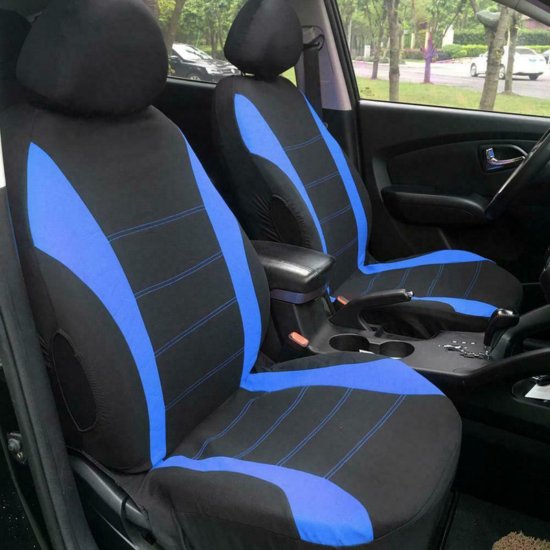 9pcs Breathable Polyester Car Front Rear Seat Covers Seat Headrest Covers