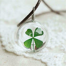 Lucky Crystal Four Leaf Clover Heart Pendant Necklace Irish Shamrock Charm Chain