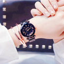 Ulzzang Crystal Star Sky Women Watches Lady Steel Strap Magnetic Buckle Bra