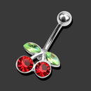 Lady Girl Crystal Cherry Belly Ring Rhinestone Jewelry